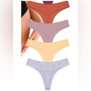 Ready to Love Cotton Thong Panty Women's US Size S Stretch Soft Sexy 4 Pack
